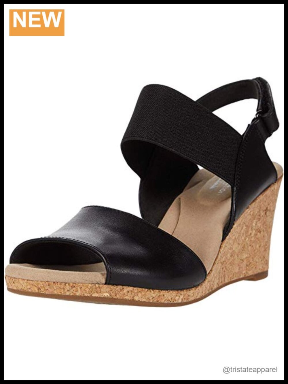 Wedge Slingback Sandals with Ortholite Footbed Hook Loop Closure Leather